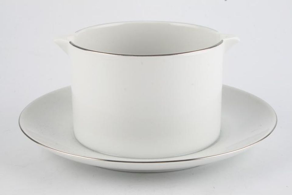 Thomas Medaillon Platinum Band - White with Thin Silver Line Sauce Boat and Stand Fixed