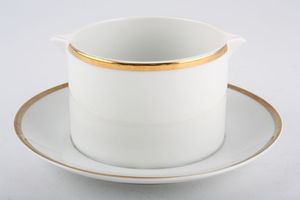 Thomas Medaillon Gold Band - White with Thick Gold Line Sauce Boat and Stand Fixed