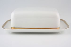Thomas Medaillon Gold Band - White with Thick Gold Line Butter Dish + Lid