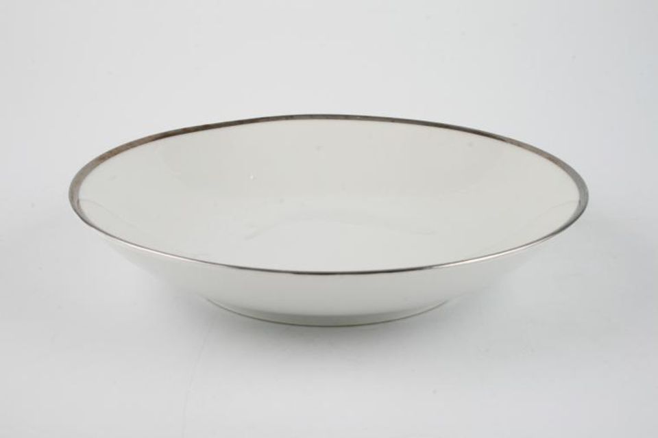 Thomas Medaillon Platinum Band - White with Thick Silver Line Soup / Cereal Bowl 7 1/2"