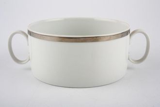 Thomas Medaillon Platinum Band - White with Thick Silver Line Soup Cup 2 handles