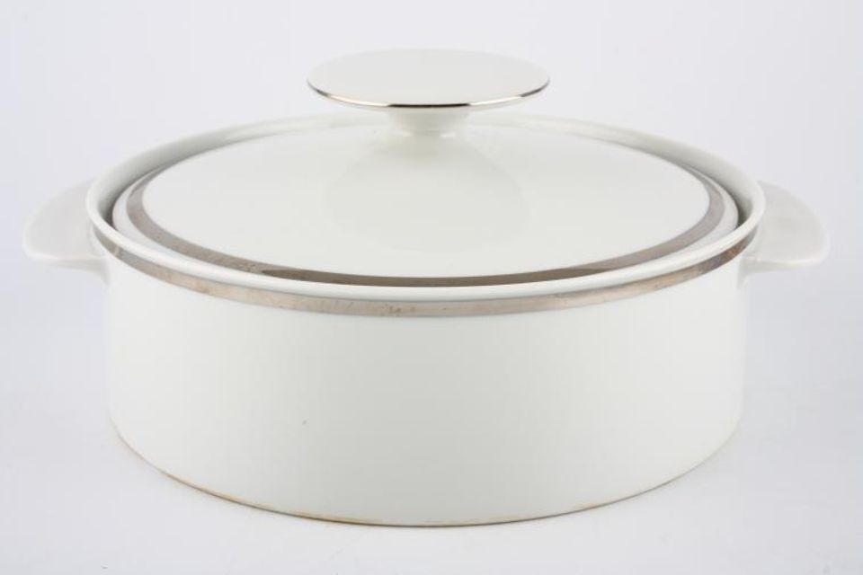 Thomas Medaillon Platinum Band - White with Thick Silver Line Vegetable Tureen with Lid Straight sided - lugged