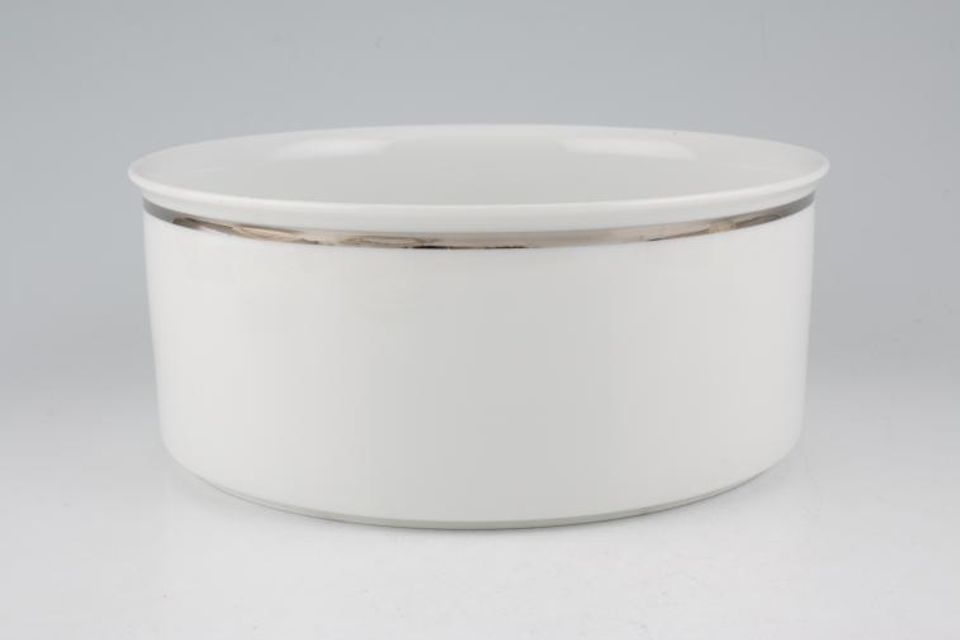 Thomas Medaillon Platinum Band - White with Thick Silver Line Serving Bowl 7 1/2"