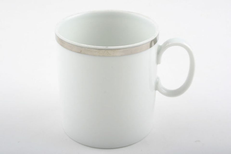 Thomas Medaillon Platinum Band - White with Thick Silver Line Coffee/Espresso Can Cup 3 Tall 2 3/8" x 2 1/2"