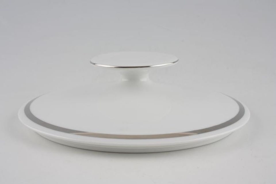 Thomas Medaillon Platinum Band - White with Thick Silver Line Vegetable Tureen Lid Only For straight sided - lugged