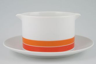 Sell Thomas White with Red and Orange Bands Sauce Boat and Stand Fixed