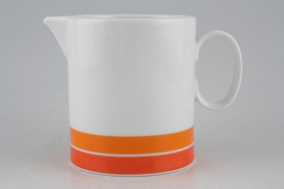 Thomas White with Red and Orange Bands Milk Jug 1/2pt