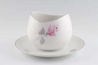 Thomas White with Pink Roses and Silver Line Sauce Boat and Stand Fixed