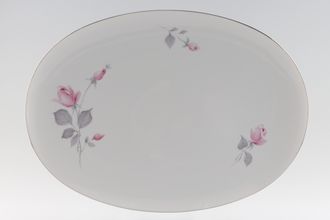 Thomas White with Pink Roses and Silver Line Oval Platter 15 1/4"