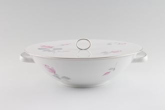 Thomas White with Pink Roses and Silver Line Vegetable Tureen with Lid