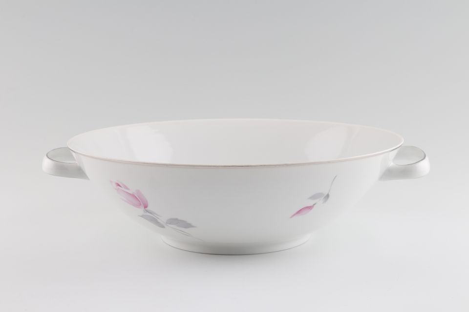 Thomas White with Pink Roses and Silver Line Vegetable Tureen Base Only