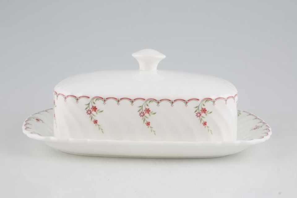 Wedgwood Pink Garland Butter Dish + Lid