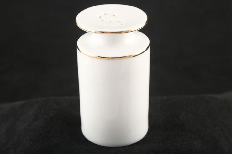 Thomas Medaillon Gold Band - White with Thin Gold Line Salt Pot Holes form 'S' shape