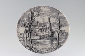Johnson Brothers Dream Town - Black & White Cake Plate oval 10 1/4"