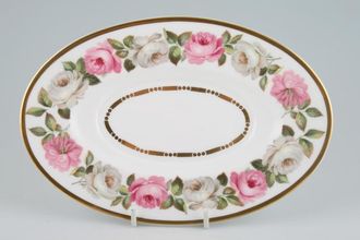Royal Worcester Royal Garden - Dot and Dash Inner Gold Line Sauce Boat Stand 8 3/4"