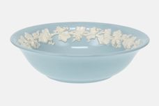 Wedgwood Queen's Ware - White Vine on Blue - Plain Edge Soup / Cereal Bowl 6 1/4" thumb 1