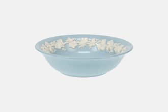 Wedgwood Queen's Ware - White Vine on Blue - Plain Edge Soup / Cereal Bowl 6 1/4"