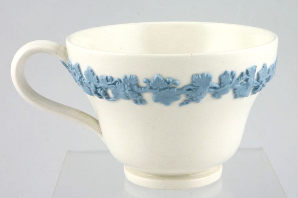 Wedgwood Queen's Ware - Blue Vine on White - Plain Edge Teacup Taller cup 3 5/8" x 2 1/2"