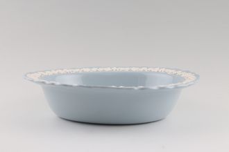 Sell Wedgwood Queen's Ware - White Vine on Blue - Shell Edge Vegetable Dish (Open) 9 1/2"