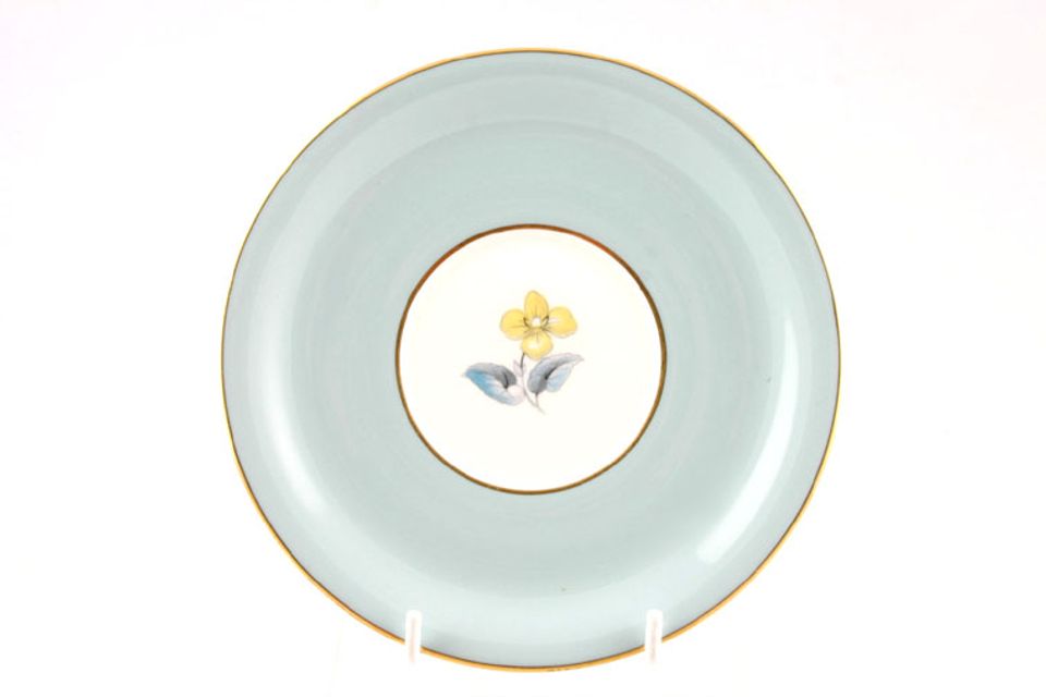 Royal Worcester Woodland - Blue Tea Saucer Flower In Centre, gold inner ring 5 5/8"