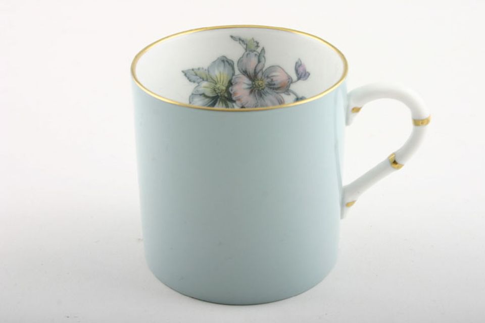 Royal Worcester Woodland - Blue Coffee/Espresso Can 4 Gold Hoops On Handle 2 3/8" x 2 3/8"
