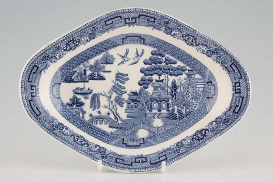 Wedgwood Willow - Blue Sauce Boat Stand Pickle Dish