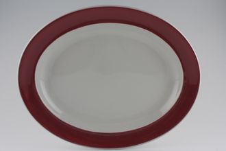 Wedgwood Windsor - Grey + Red Oval Platter 14 1/4"