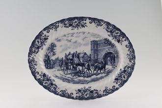 Johnson Brothers Coaching Scenes - Blue Oval Platter Entering The Yard 12"
