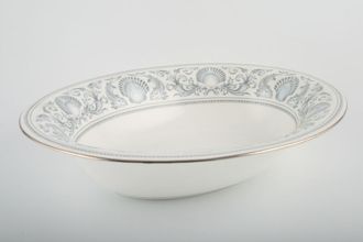 Wedgwood Dolphins White Vegetable Dish (Open) Silver edge, Rounded rim. Sizes may vary slightly. 10"
