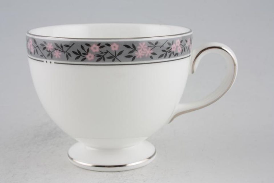 Wedgwood Fairmont - Grey Band - Pink Flowers Teacup 3 1/4" x 2 3/4"