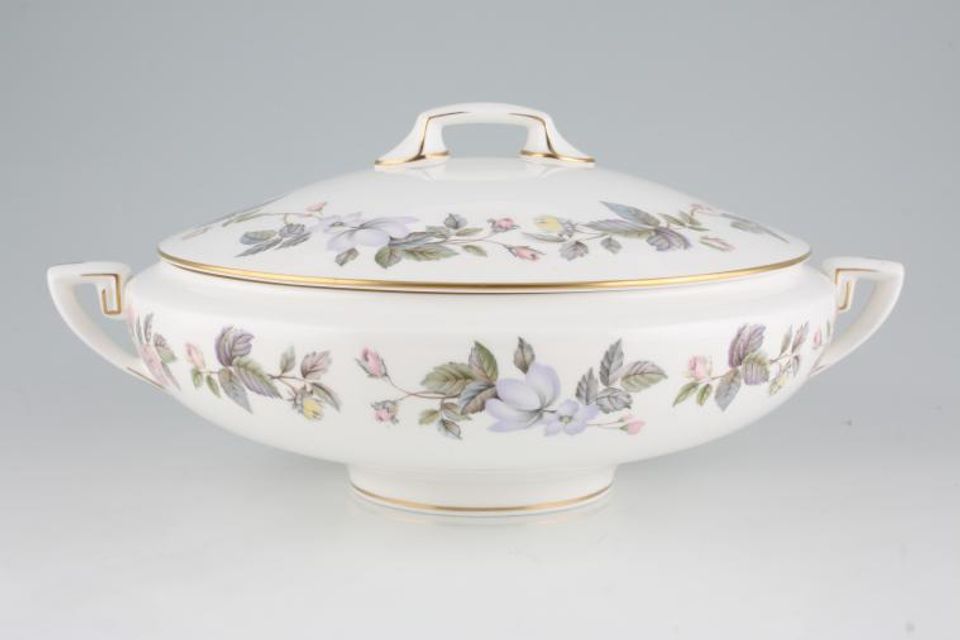 Royal Worcester June Garland Vegetable Tureen with Lid Pointed Handles, Open Handle on Lid
