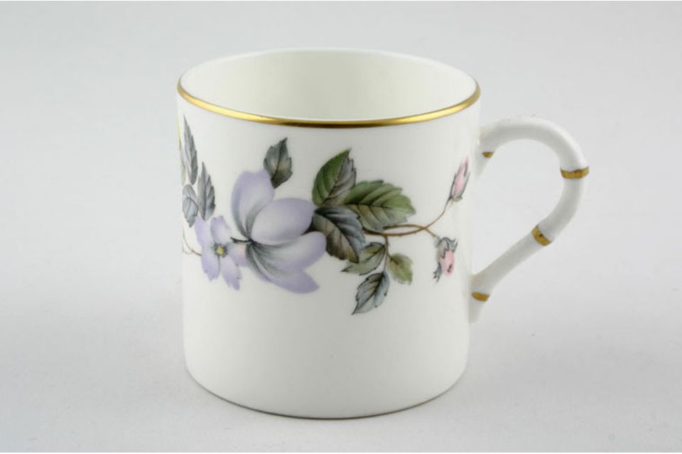 Royal Worcester June Garland Coffee/Espresso Can Gold ribs on handle. 2 3/8" x 2 3/8"