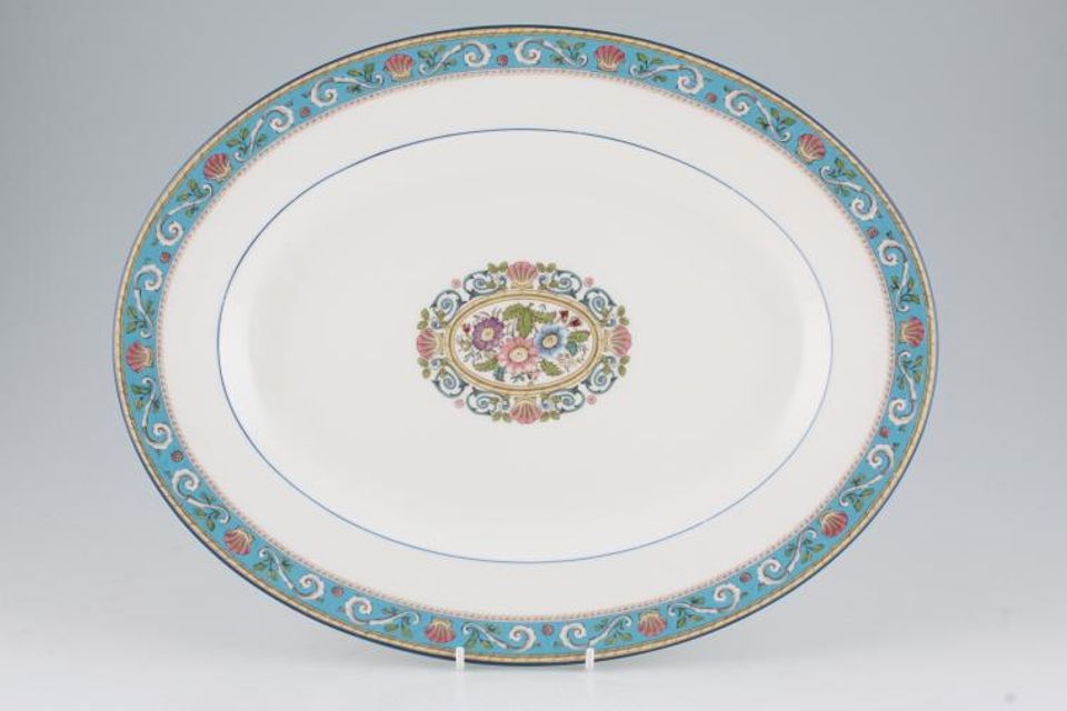 Wedgwood Runnymede - Turquoise W4465 Oval Platter 13 1/2"