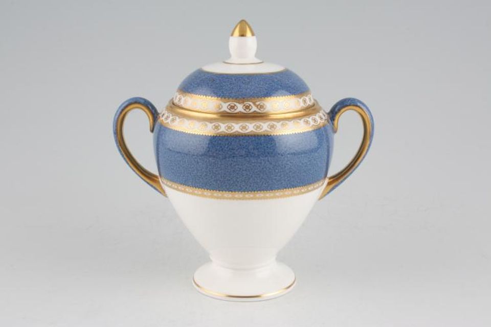 Wedgwood Ulander - Powder Blue Sugar Bowl - Lidded (Tea) Globe Shape - Shades may vary slightly