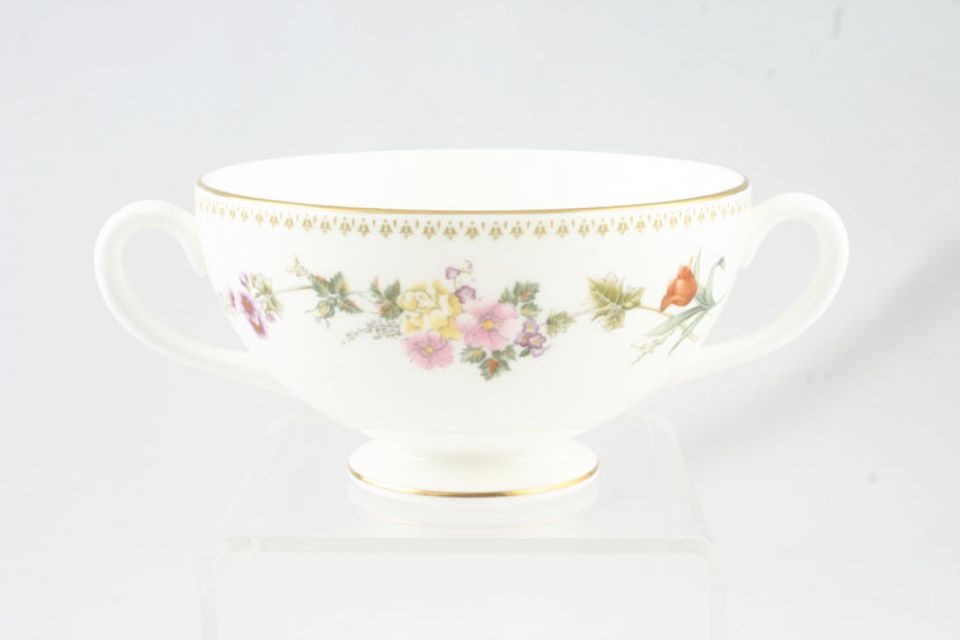 Wedgwood Mirabelle R4537 Soup Cup 2 Handles, Gold Line Centre Of Handles