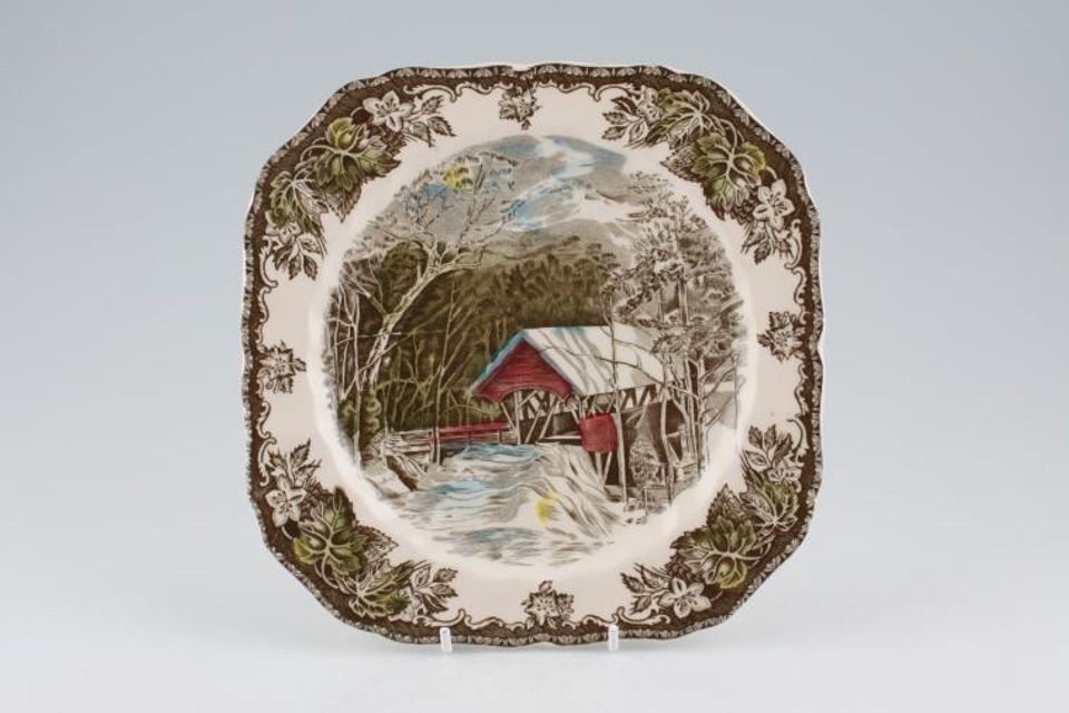 Johnson Brothers Friendly Village - The Salad/Dessert Plate The Covered Bridge, square plate 7 3/4"