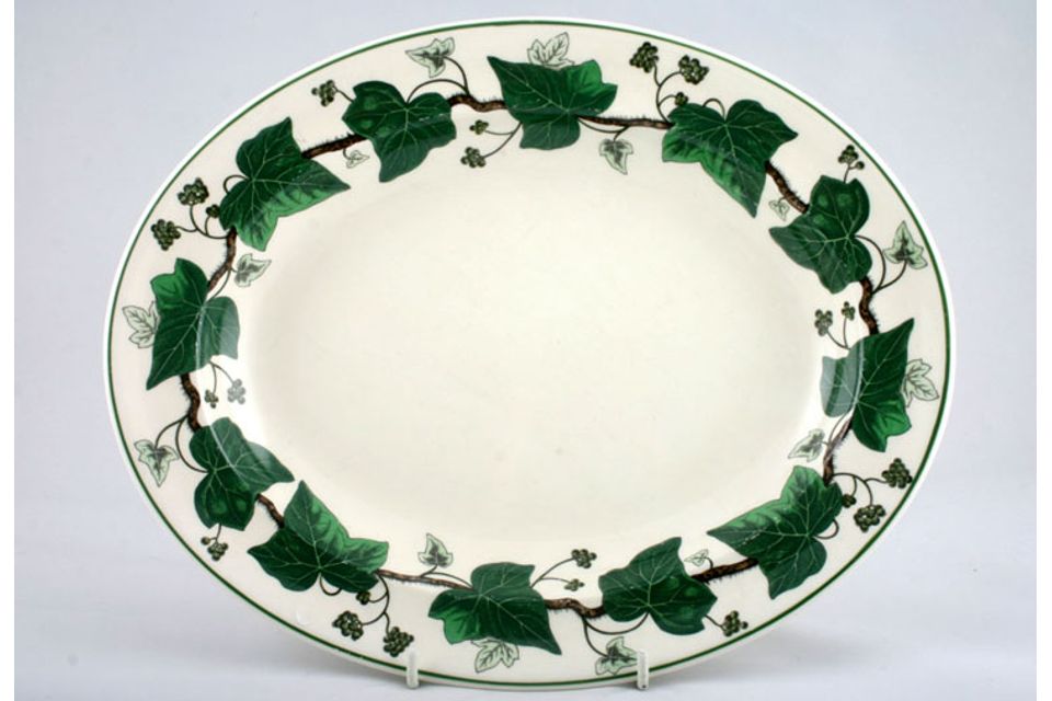 Wedgwood Napoleon Ivy - Green Edge Oval Platter 12 1/2"