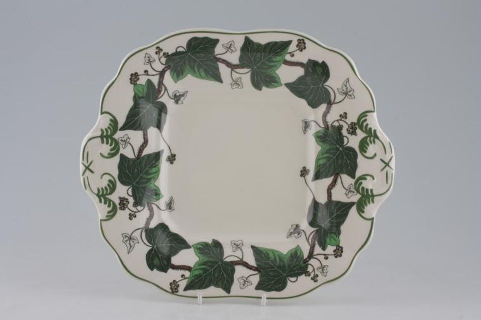 Wedgwood Napoleon Ivy - Green Edge Cake Plate Square, With Green edge 10 5/8"