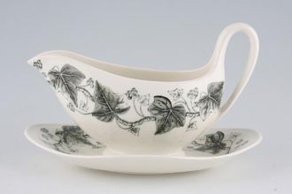 Wedgwood Napoleon Ivy - Grey Sauce Boat and Stand Fixed