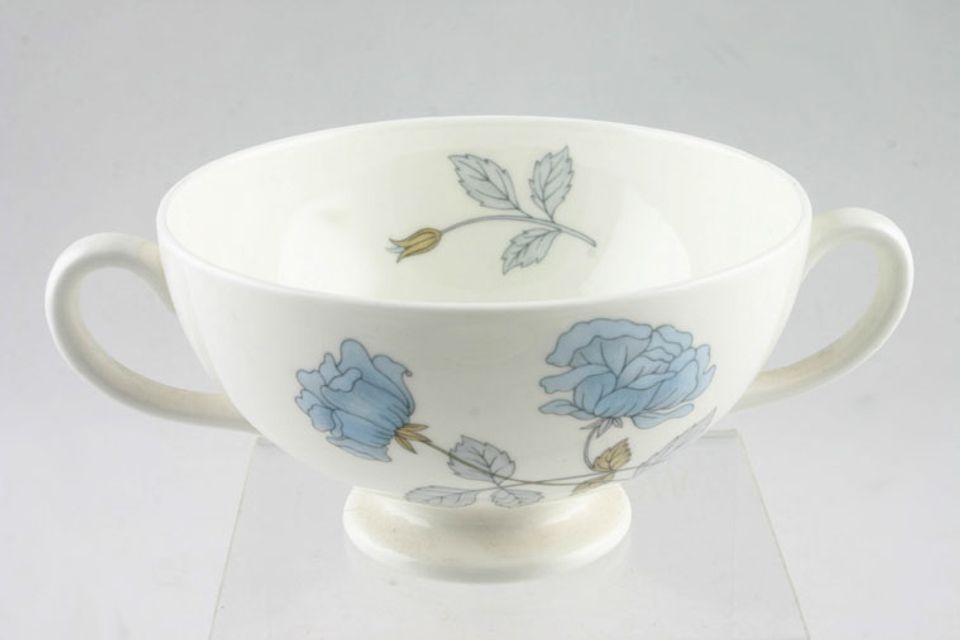 Wedgwood Ice Rose Soup Cup 2 handles, footed. Round shape. 4 1/2"
