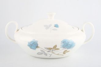 Wedgwood Ice Rose Vegetable Tureen with Lid oval, handled, lid sits inside of the base