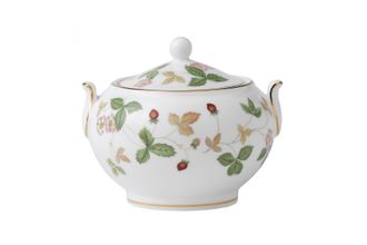 Wedgwood Wild Strawberry Sugar Bowl - Lidded (Tea) Squat - 3 1/2" approximate height including lid