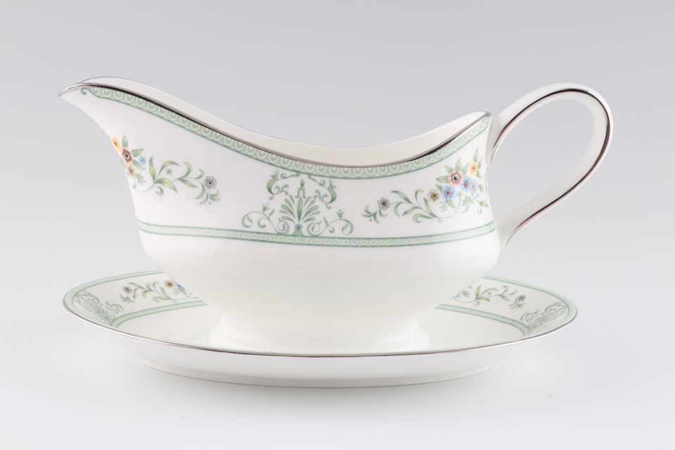 Wedgwood Agincourt Green - R4471 Sauce Boat and Stand Fixed