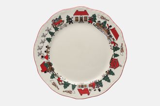 Masons Christmas Village Dinner Plate Fluted edge 10 5/8"