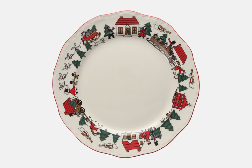 Masons Christmas Village Dinner Plate Fluted edge 10 5/8"