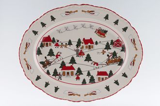 Masons Christmas Village Oval Platter 15 1/2"