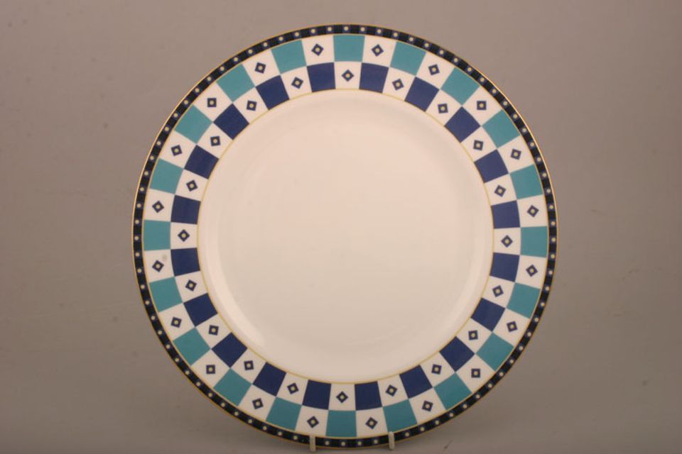 Wedgwood Aphrodite Dinner Plate Thin band of dot pattern and chequered pattern 10 3/4"