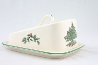 Spode Christmas Tree Cheese Dish + Lid wedge shaped lid