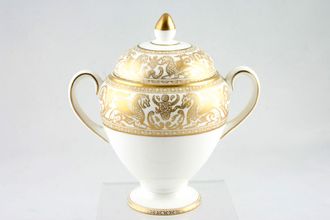 Wedgwood Florentine - Gold - Green Backstamp - W4219 Sugar Bowl - Lidded (Tea)