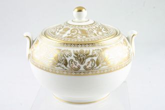 Wedgwood Florentine - Gold - Black Urn Backstamp - W4219 Sugar Bowl - Lidded (Tea) Squat